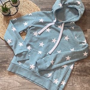 Esstive blue and white star hooded sweatshirt size small